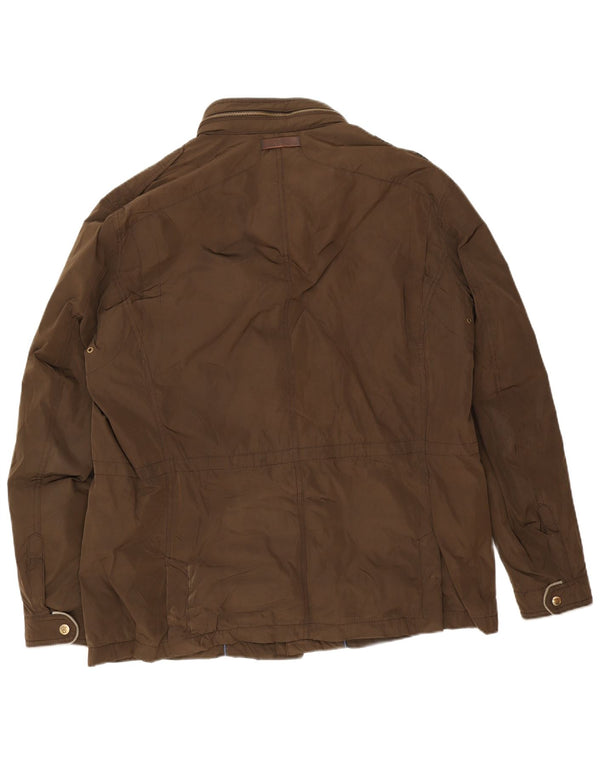 Casaco corta-vento masculino Massimo Dutti militar com capuz Reino Unido 44 2XL marrom