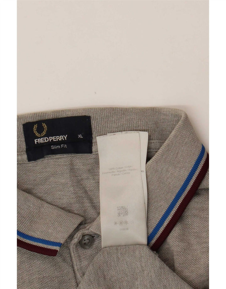 Camisa polo masculina Fred Perry Slim Fit XL algodão cinza