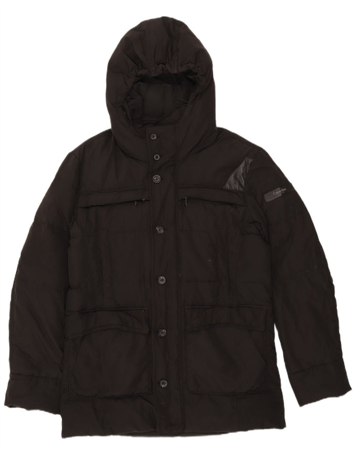 Jaqueta masculina acolchoada com capuz Calvin Klein IT 52 XL poliéster preto