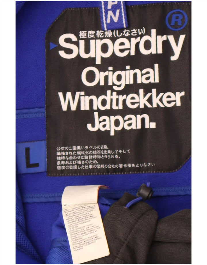 Jaqueta corta-vento masculina Superdry Windtrekker Graphic UK 40 grande cinza