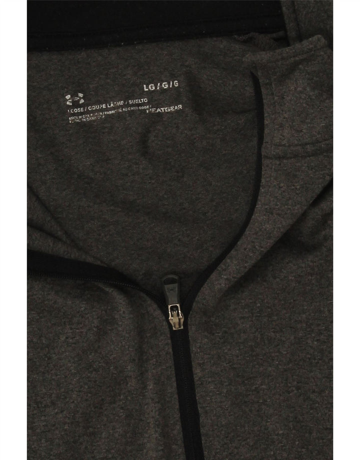 Under Armour Mens Zip Neck Pullover Treino Top Grande Poliéster Cinza