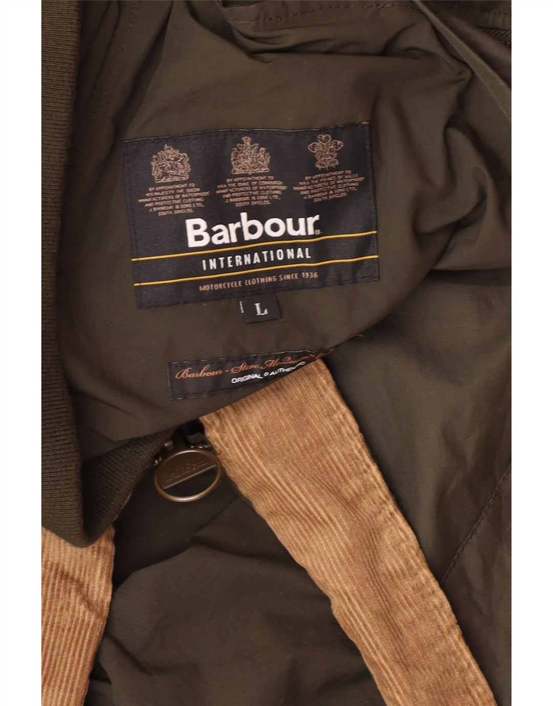 Jaqueta bomber masculina BARBOUR UK 40 grande poliamida cáqui