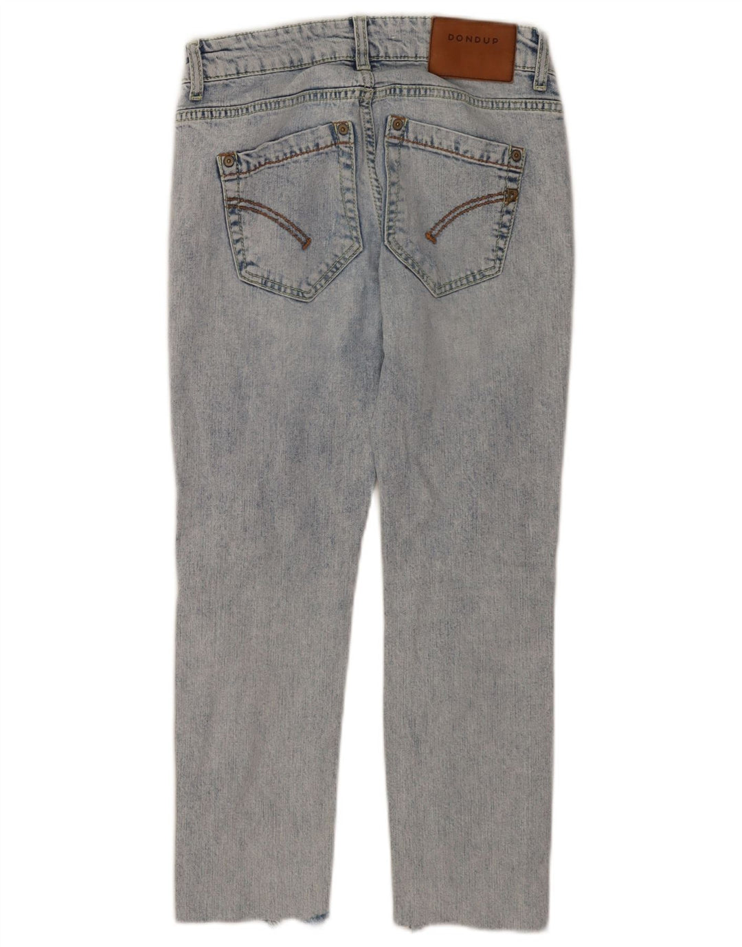 Dondup Jeans feminino cortado desgastado W26 L23 algodão azul