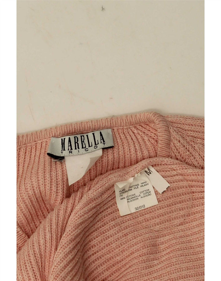 Suéter cardigã feminino Marella UK 14 algodão rosa médio
