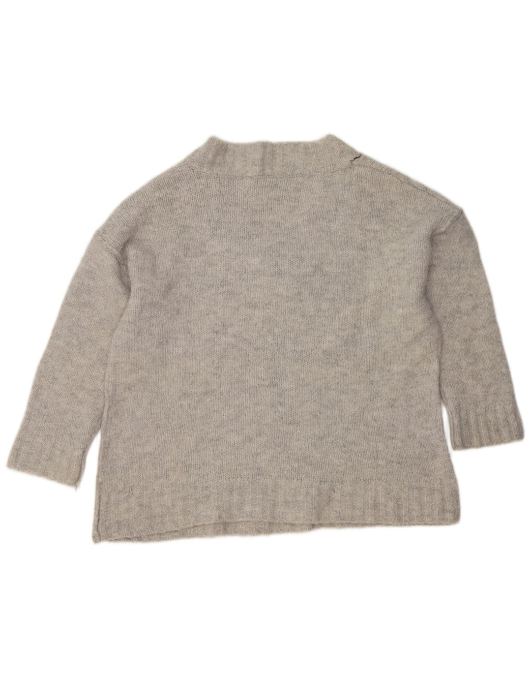 Zara Suéter feminino oversized com decote em V Reino Unido 10 pequeno cinza acrílico