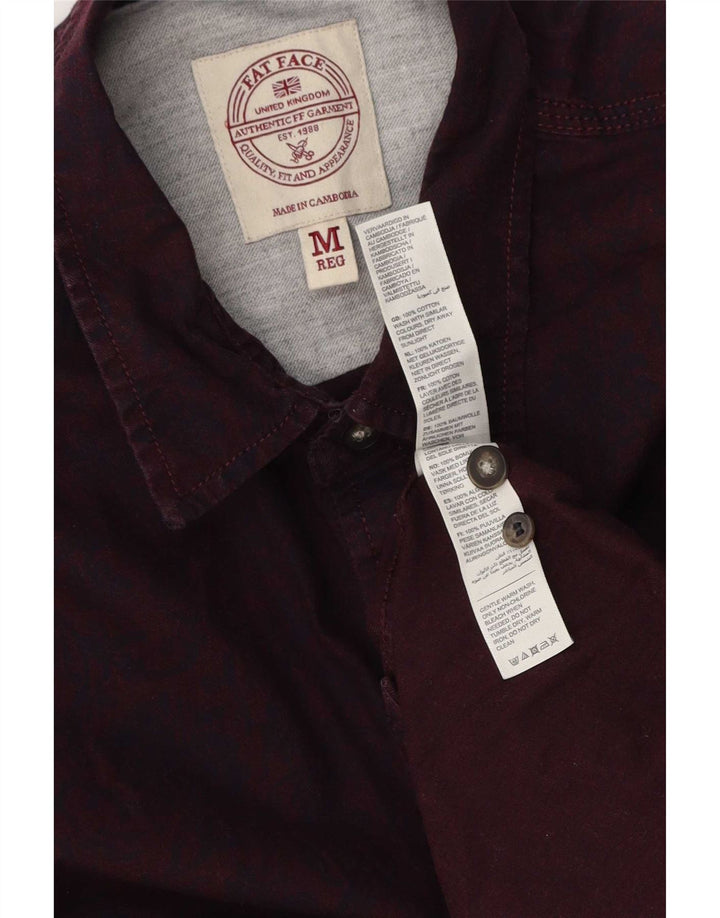 Fat Face Masculino Abstrato Padrão Camisa Médio Algodão Borgonha