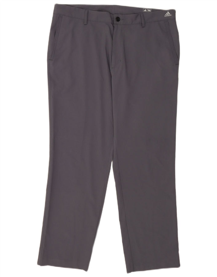 Adidas Mens Golf Straight Chino Calças W36 L30 Cinza Poliéster