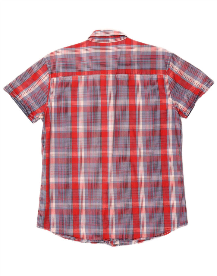 Wrangler Camisa masculina de manga curta regular fit médio azul xadrez algodão