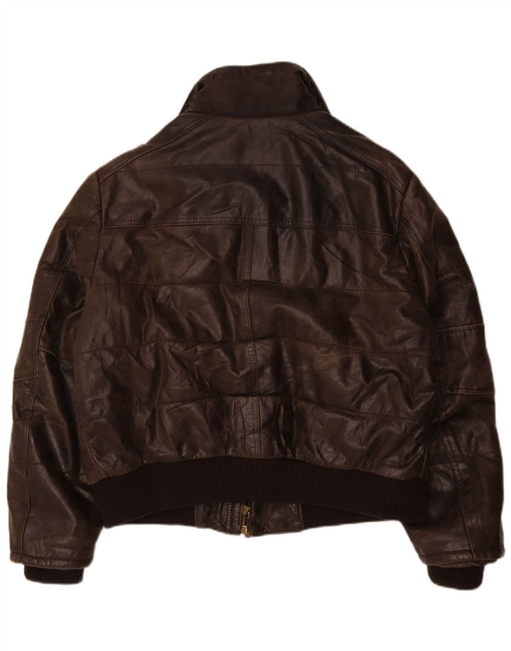 Jaqueta de couro bomber masculina vintage IT 54 2XL couro marrom