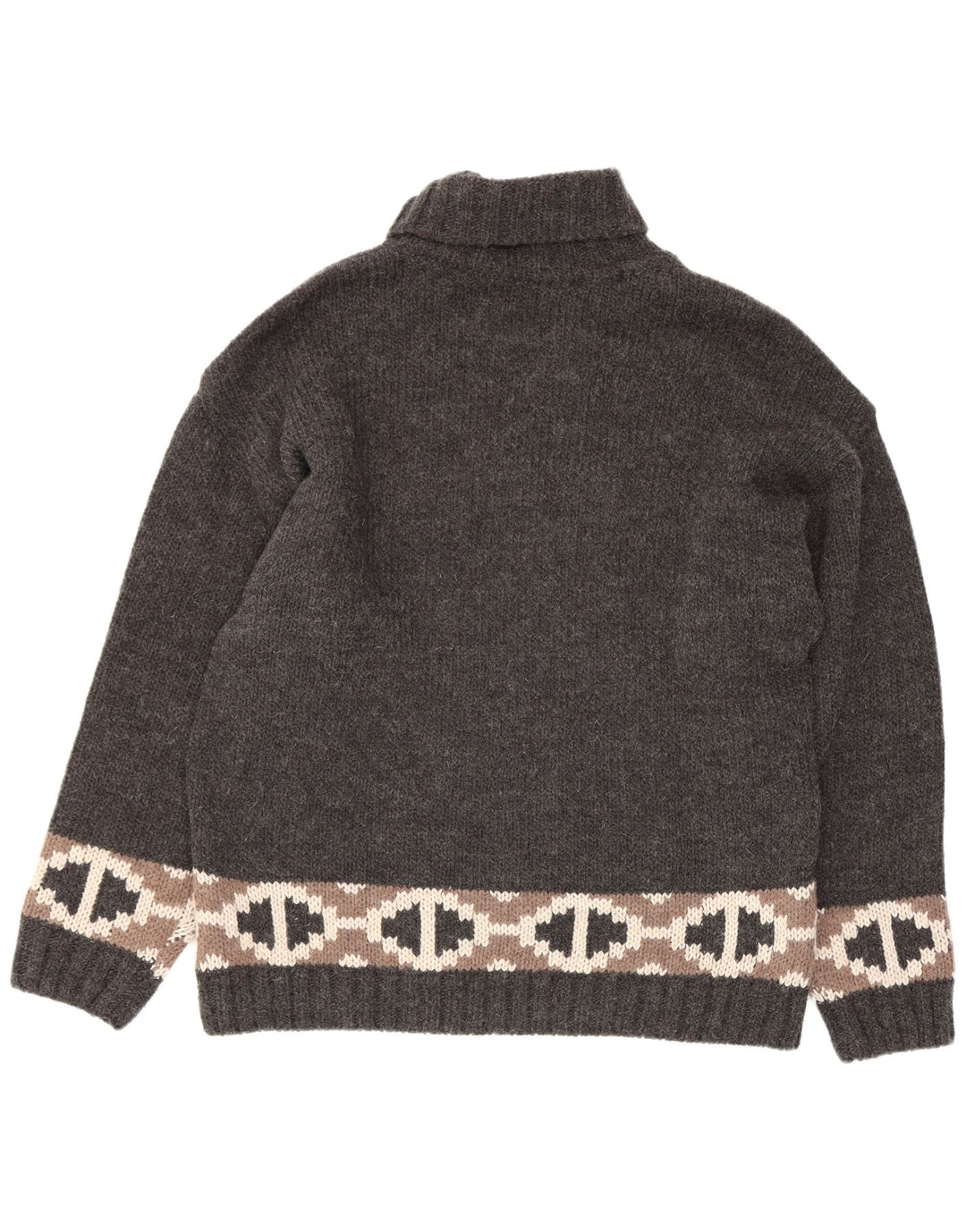 Suéter feminino Kaos com gola redonda Reino Unido 14 grande lã geométrica cinza