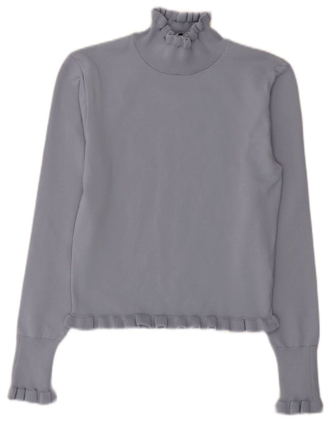 Zara Suéter feminino com gola tartaruga e gola alta, Reino Unido 12 poliéster azul médio