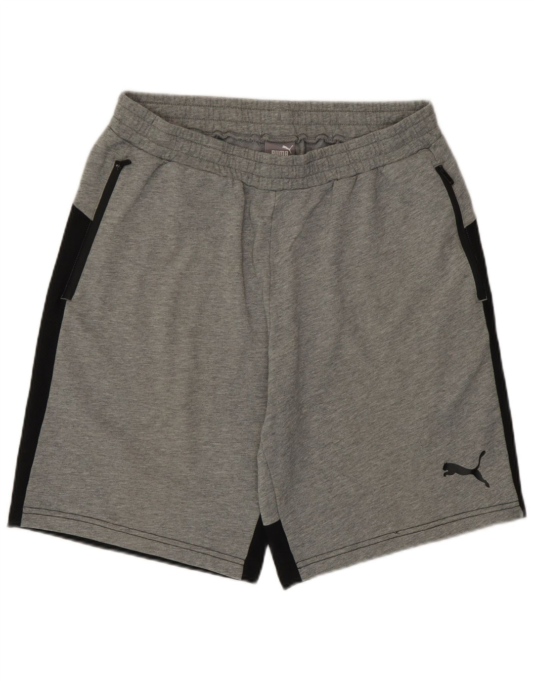 Shorts esportivos masculinos Puma grandes cinza colorblock algodão