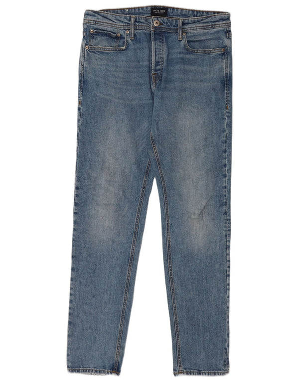 Jack & Jones Mens Slim Jeans W34 L34 Azul Algodão