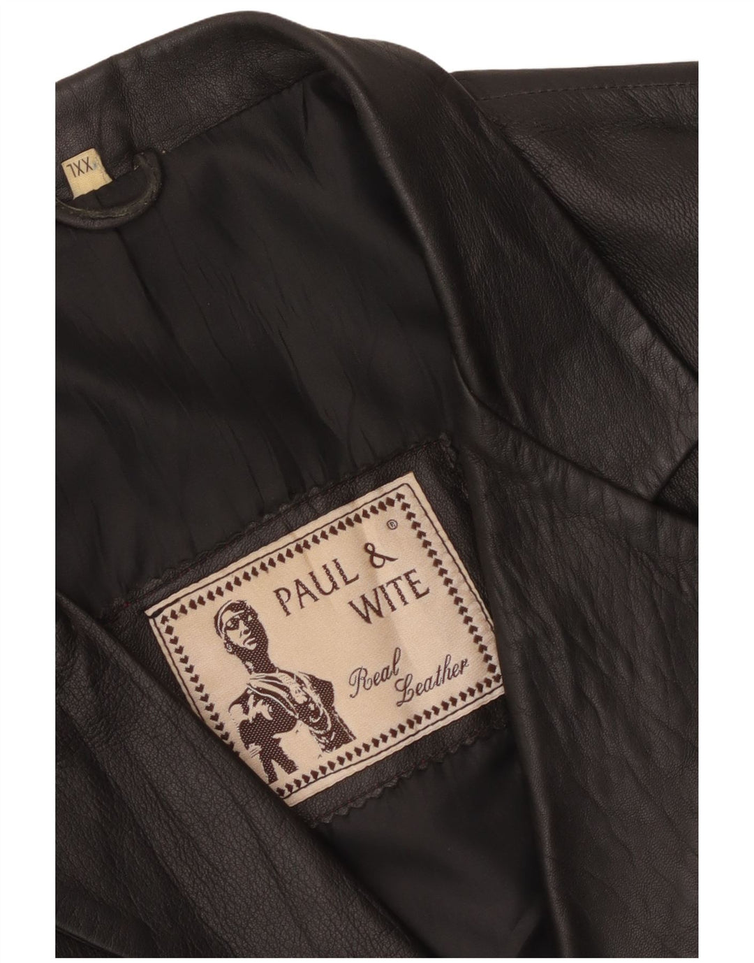 Jaqueta de couro masculina Paul & Wite Reino Unido 44 2XL couro preto