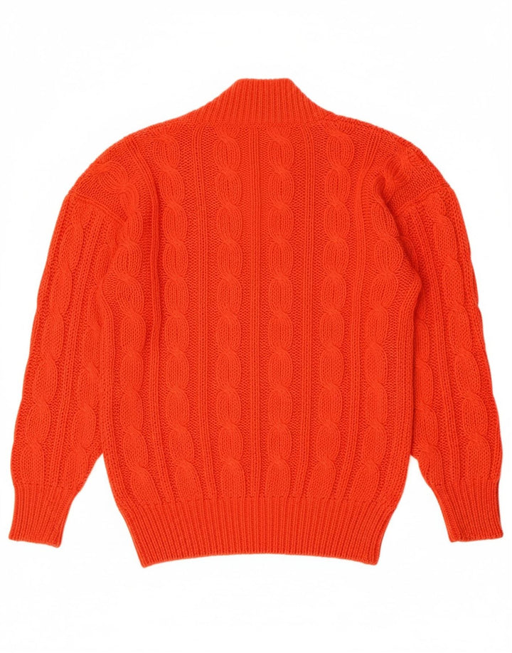 VINTAGE Womens V-Neck Jumper Sweater EU 38 Medium Orange Acrylic Vintage Vintage and Second-Hand Vintage from Messina Hembry 
