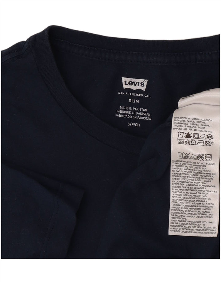 Camiseta masculina Levi's Slim Fit top pequeno algodão azul marinho