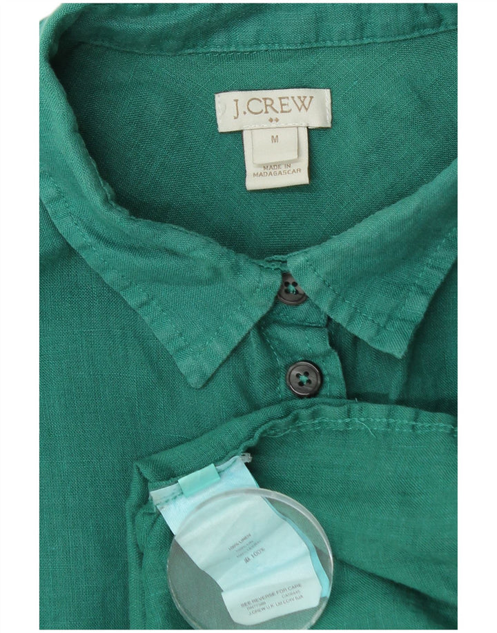 Camisa feminina J. CREW UK 14 linho verde médio