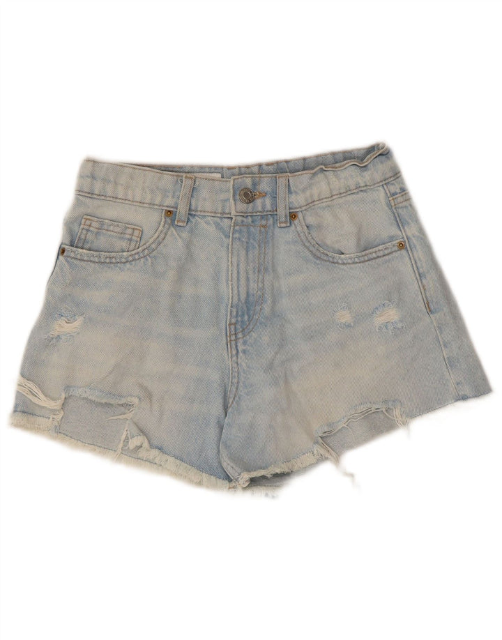 ZARA Shorts jeans desgastados para meninas 13-14 anos W28 algodão azul