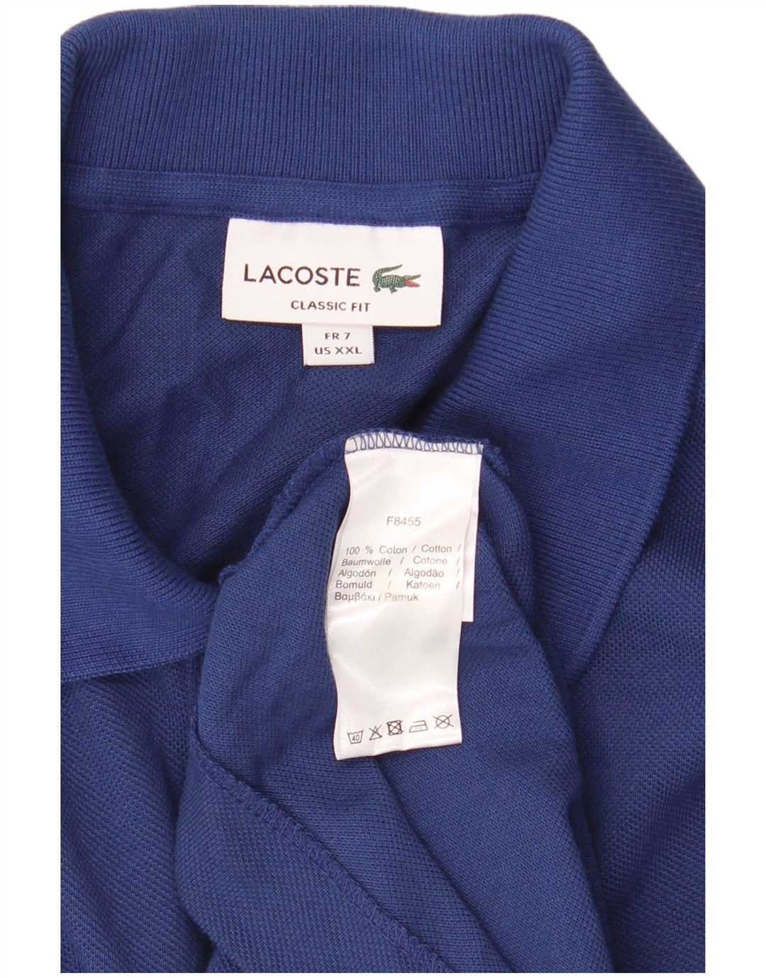 Camisa polo masculina LACOSTE Classic Fit tamanho 7 2XL algodão azul