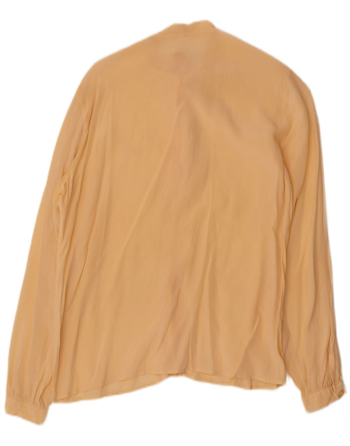 Blusa feminina vintage com gravata frontal IT 46 seda amarela grande