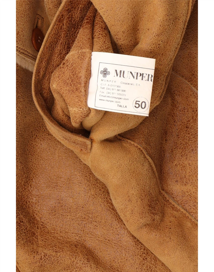 Jaqueta masculina de shearling MUNPER IT 50 grande couro marrom