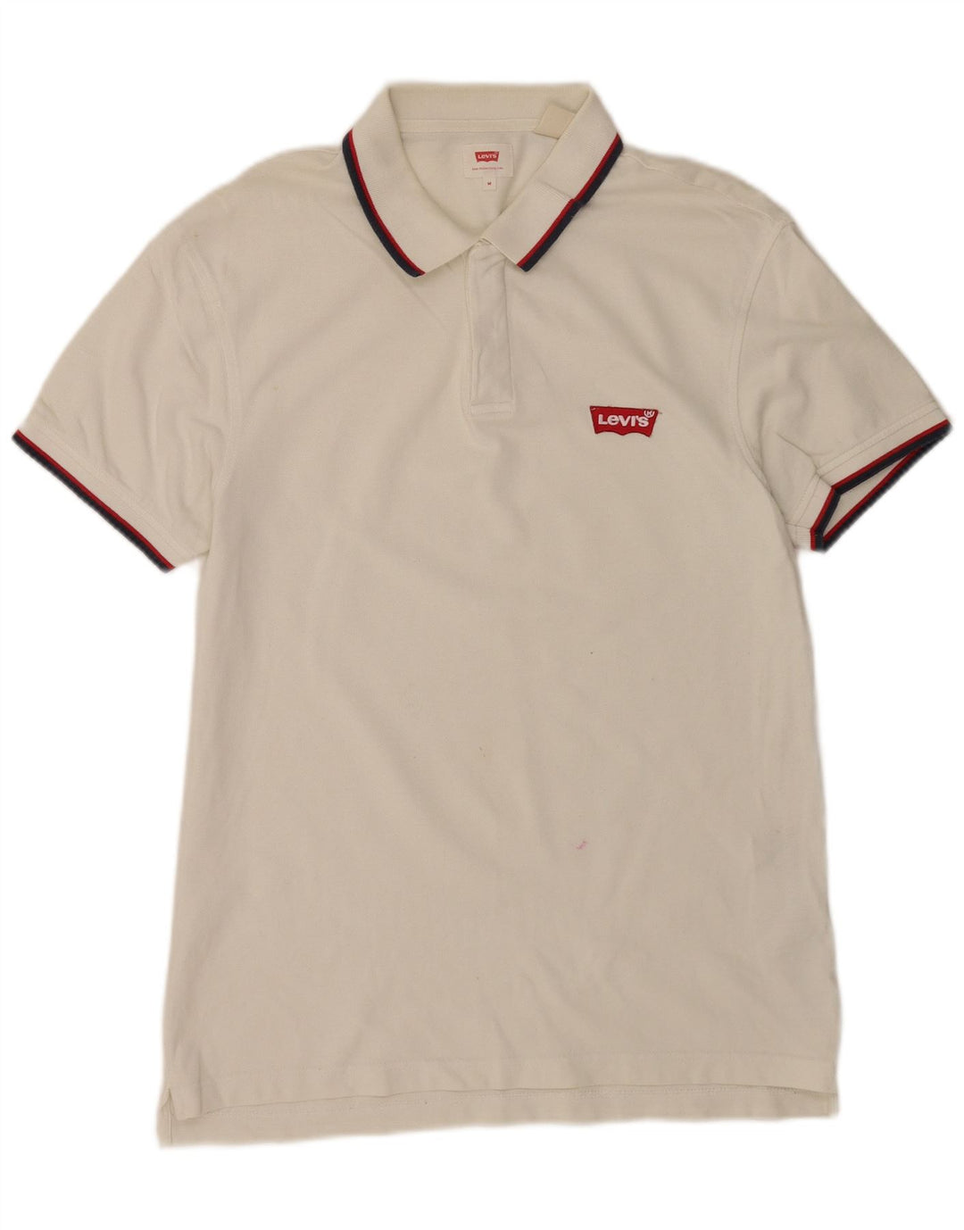 Camisa polo masculina Levi's de algodão listrado branco médio