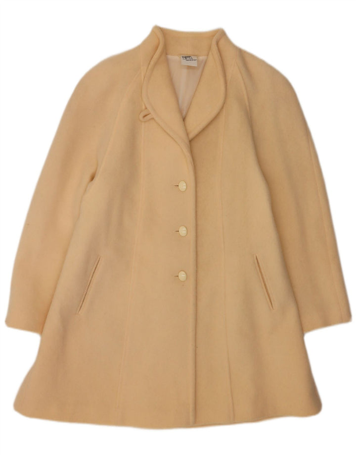 Sobretudo feminino vintage Reino Unido 14 grande lã nova bege