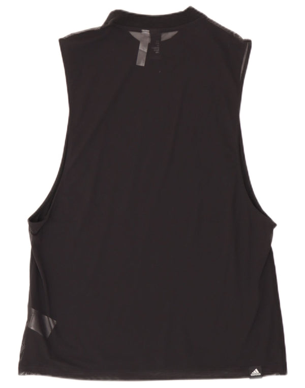 Adidas Womens Graphic Vest Top UK 12/14 Médio Algodão Preto