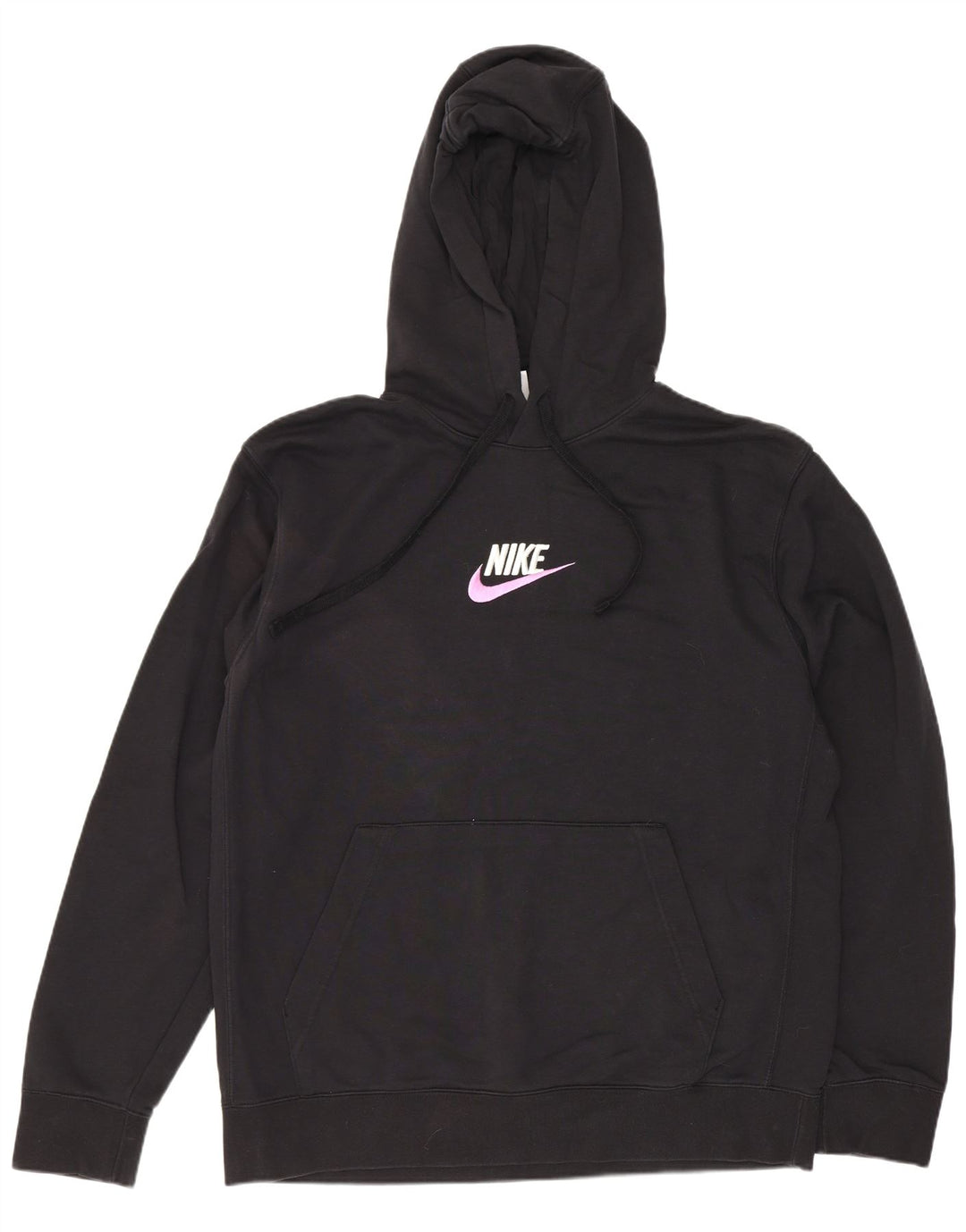 Nike Mens Hoodie Jumper Grande Algodão Preto