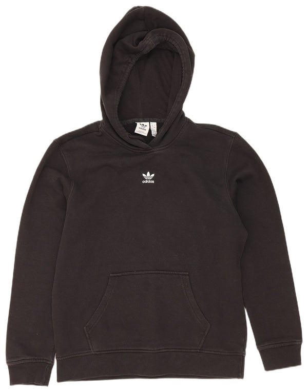 Adidas Womens Oversized Hoodie Jumper Reino Unido 8 Pequeno Algodão Preto