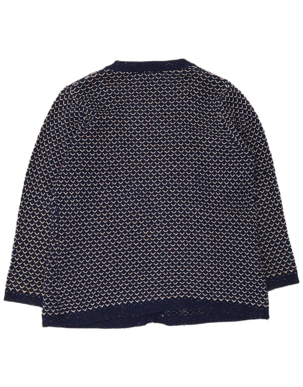 Marks & Spencer Womens Open Cardigan Sweater UK 20 2XL Navy Blue Geometric