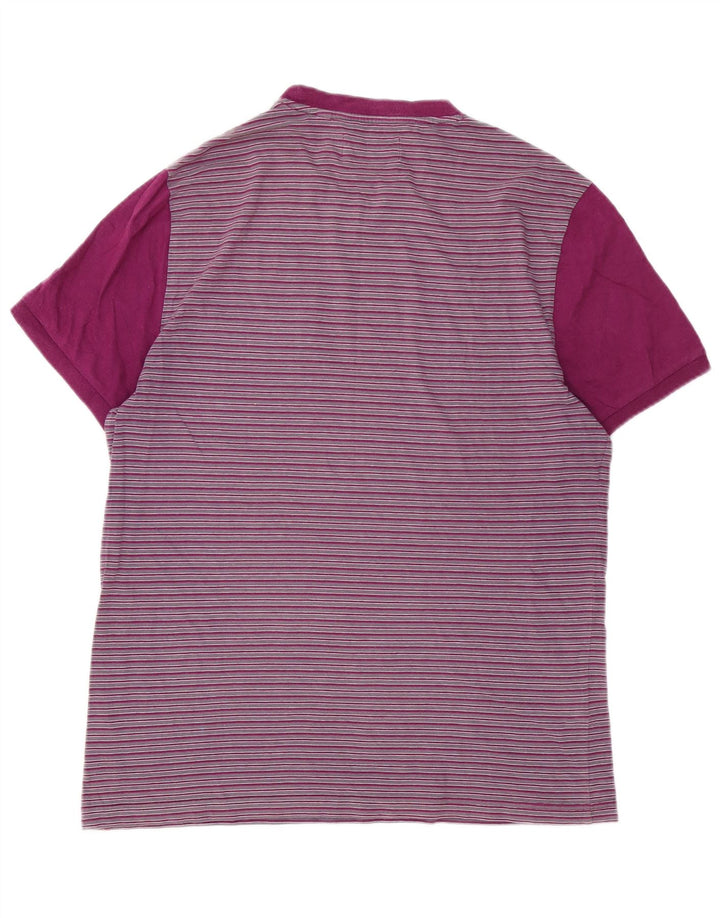 Camiseta masculina Penguin Top grande algodão listrado roxo