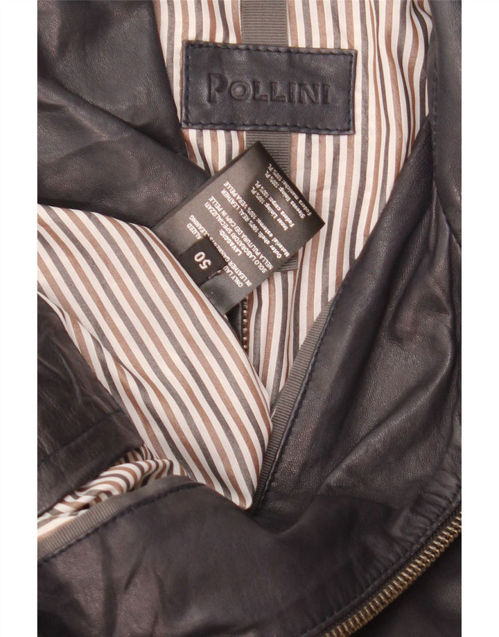 Jaqueta masculina de couro bomber Pollini IT 50 grande couro azul marinho