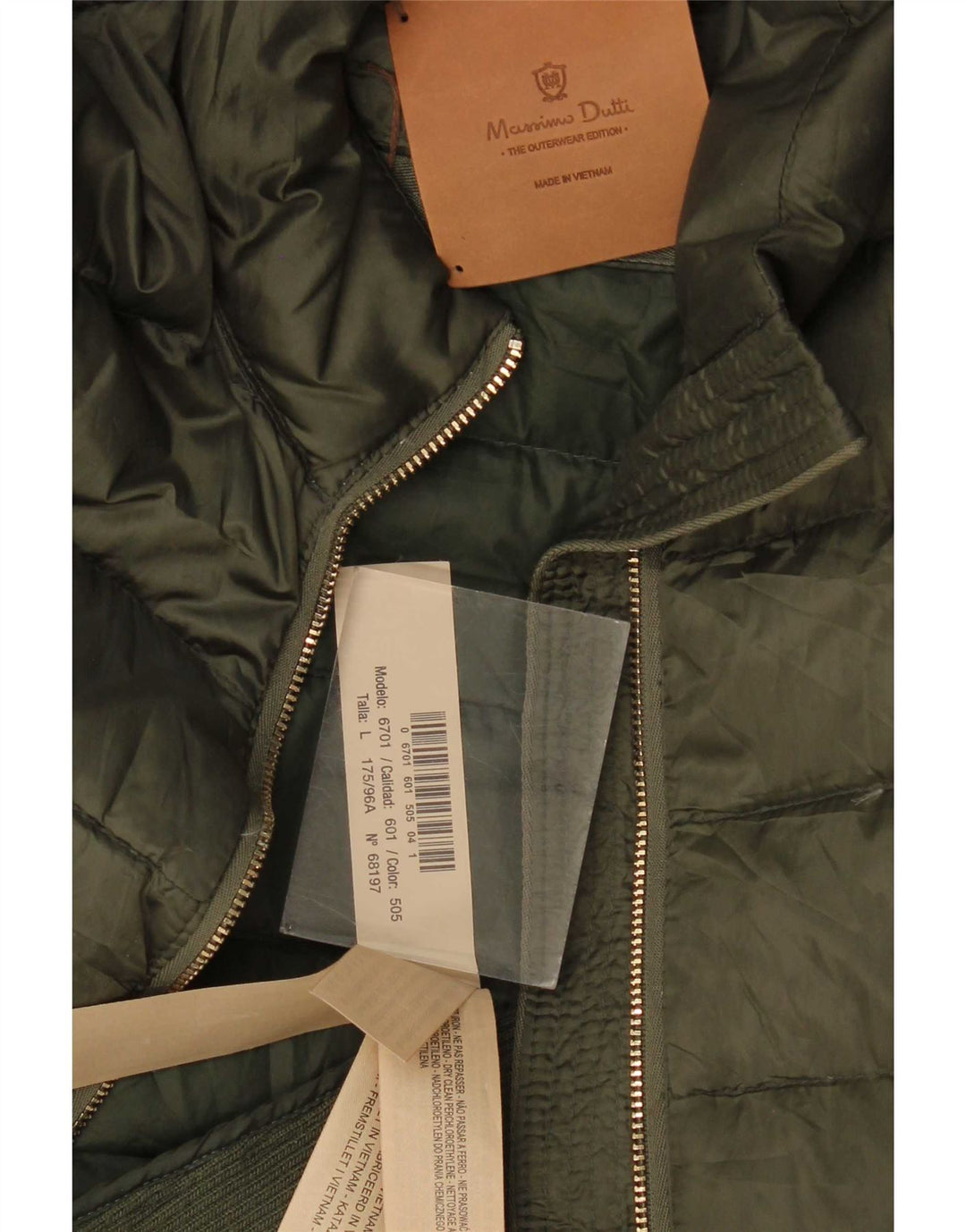 Jaqueta acolchoada feminina Massimo Dutti UK 14 grande poliéster cáqui