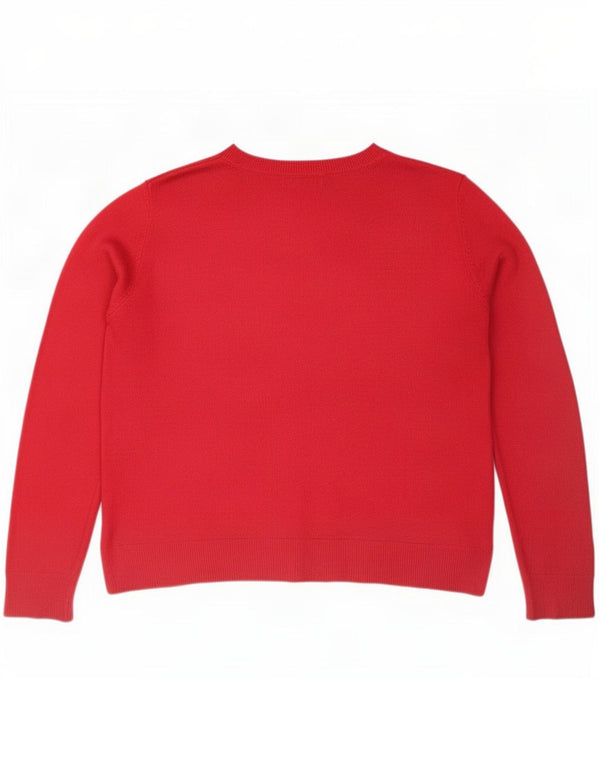 Marks & Spencer Womens Boat Neck Jumper Sweater UK 16 Large Pink Acrylic