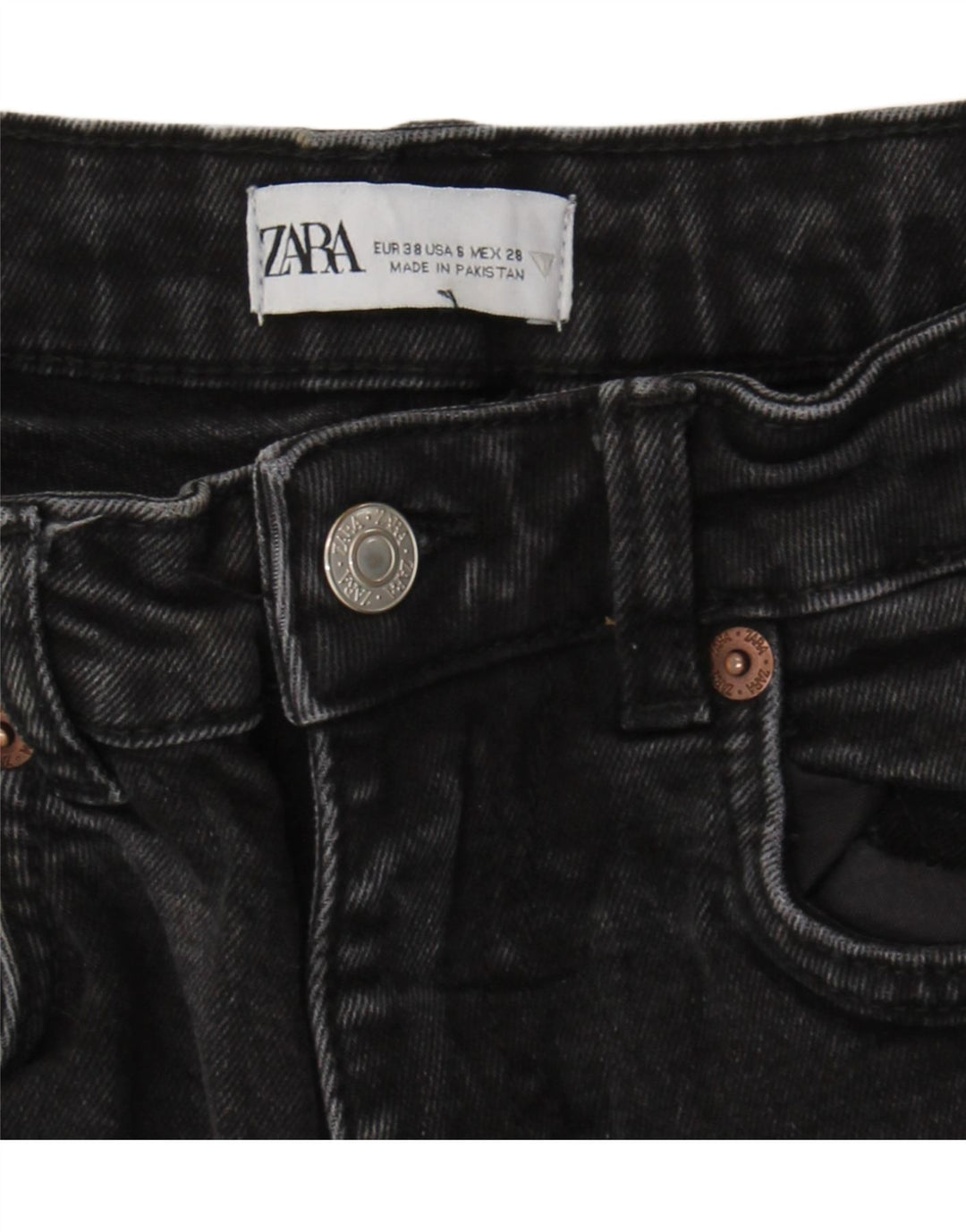 Calça jeans feminina Zara EU 38 pequena W28 L24 preta