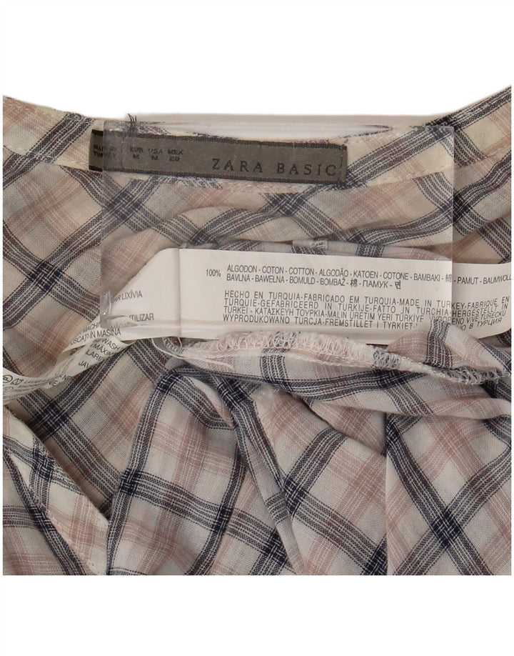 Pulôver feminino Zara vestido camisa Reino Unido 14 médio algodão xadrez multicolorido