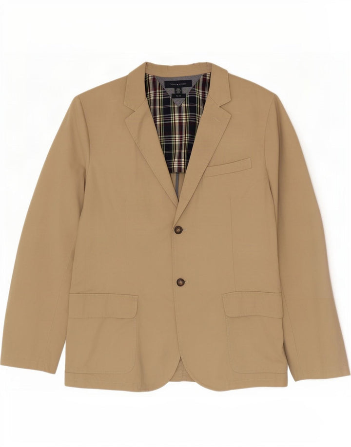 Tommy Hilfiger Mens trim fit 2 Button Blazer Jacket Reino Unido 40 Grande Bege