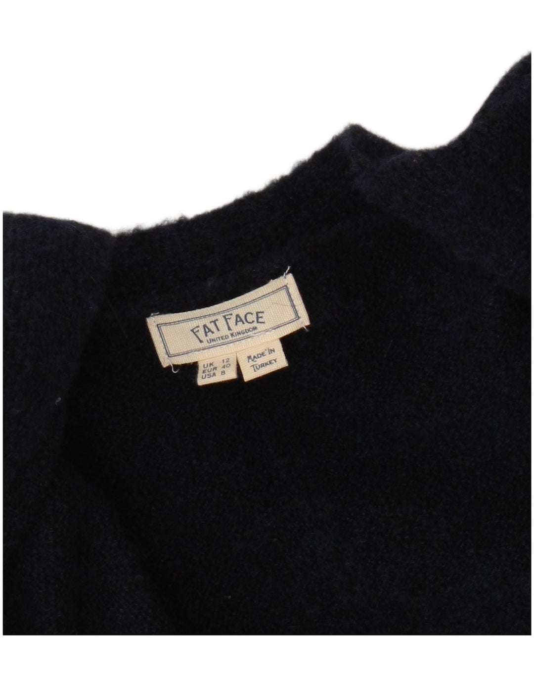 Suéter cardigã feminino Fat Face UK 12 azul marinho médio