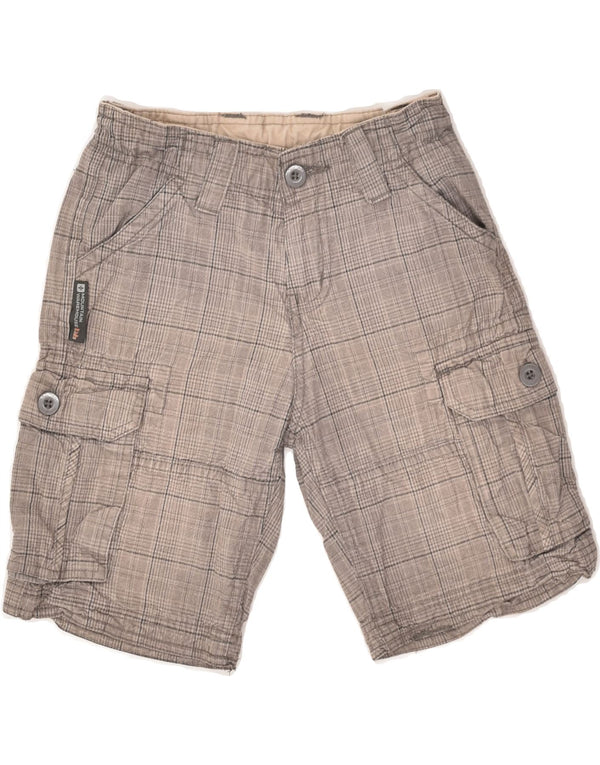 MOUNTAIN WAREHOUSE Shorts cargo masculino 7-8 anos W22 algodão xadrez cinza