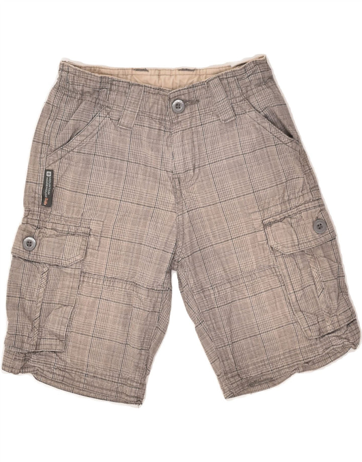 MOUNTAIN WAREHOUSE Shorts cargo masculino 7-8 anos W22 algodão xadrez cinza