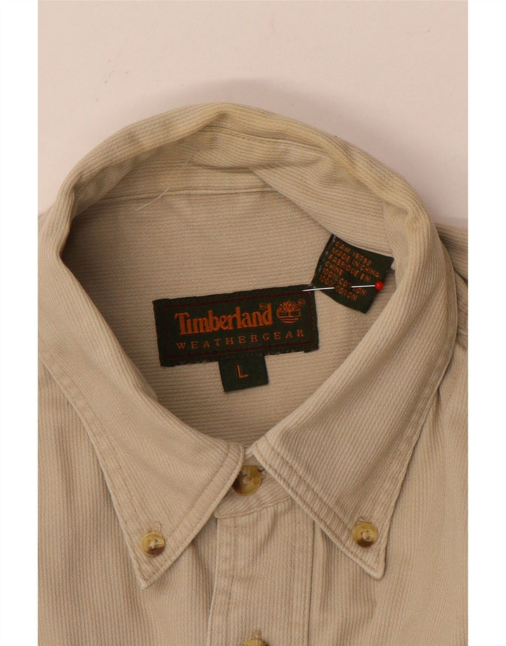Camisa masculina de veludo cotelê Timberland grande algodão bege