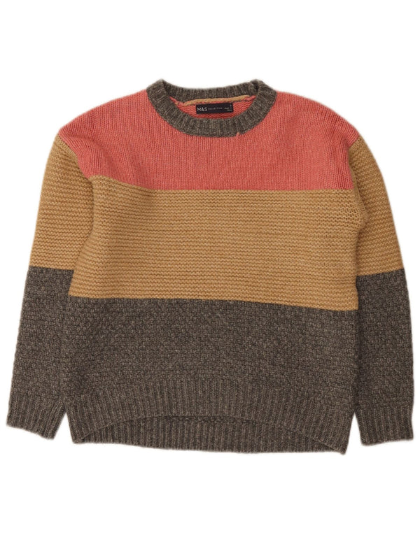 Suéter feminino Marks & Spencer com gola canoa Reino Unido 10 pequeno multicolorido