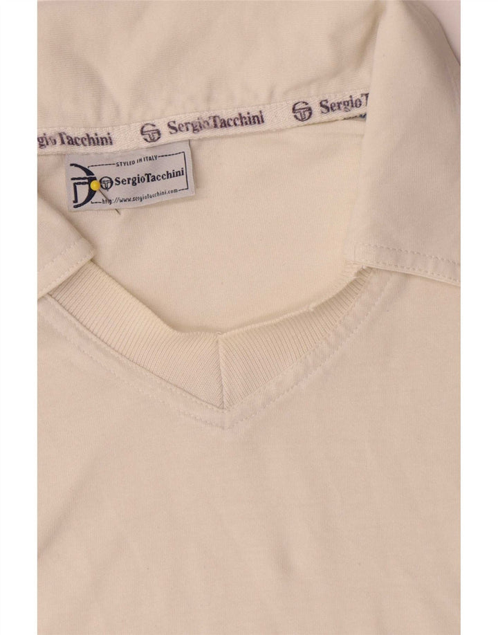 Camisa polo masculina Sergio Tacchini XL branca colorblock