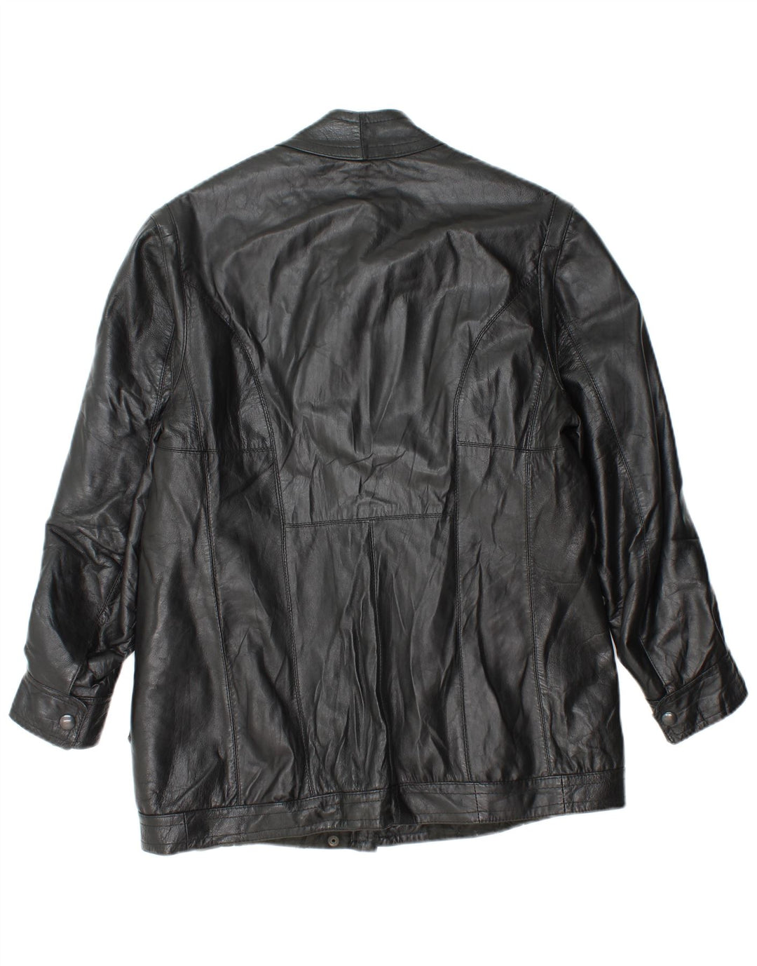 Jaqueta de couro feminina vintage UK 14 média preta