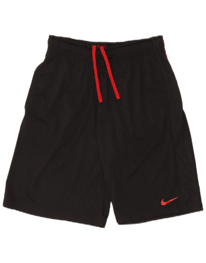 Shorts esportivos femininos Nike Dri Fit UK 12 médio preto colorblock poliéster