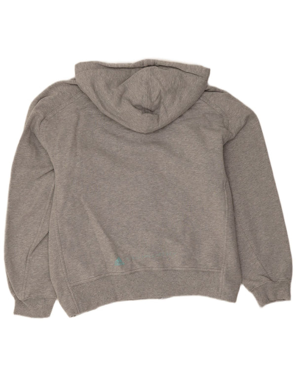 Adidas masculino zip moletom com capuz médio algodão cinza