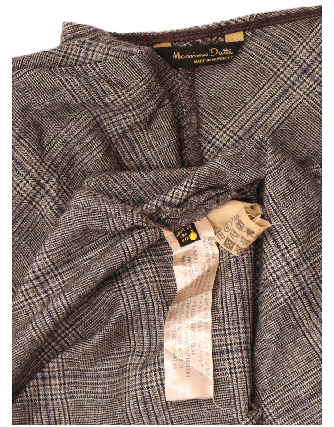 Vestido feminino Massimo Dutti evasê EU 40 lã houndstooth cinza médio