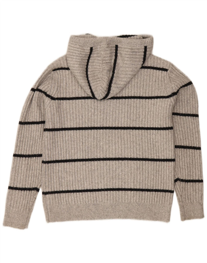 Suéter feminino com capuz Marks & Spencer Reino Unido 14 listrado cinza médio