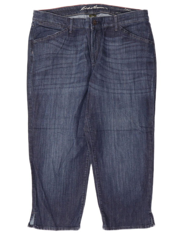 EDDIE BAUER Calça jeans capri feminina curvilínea EUA 16 2XL W38 L23 algodão azul
